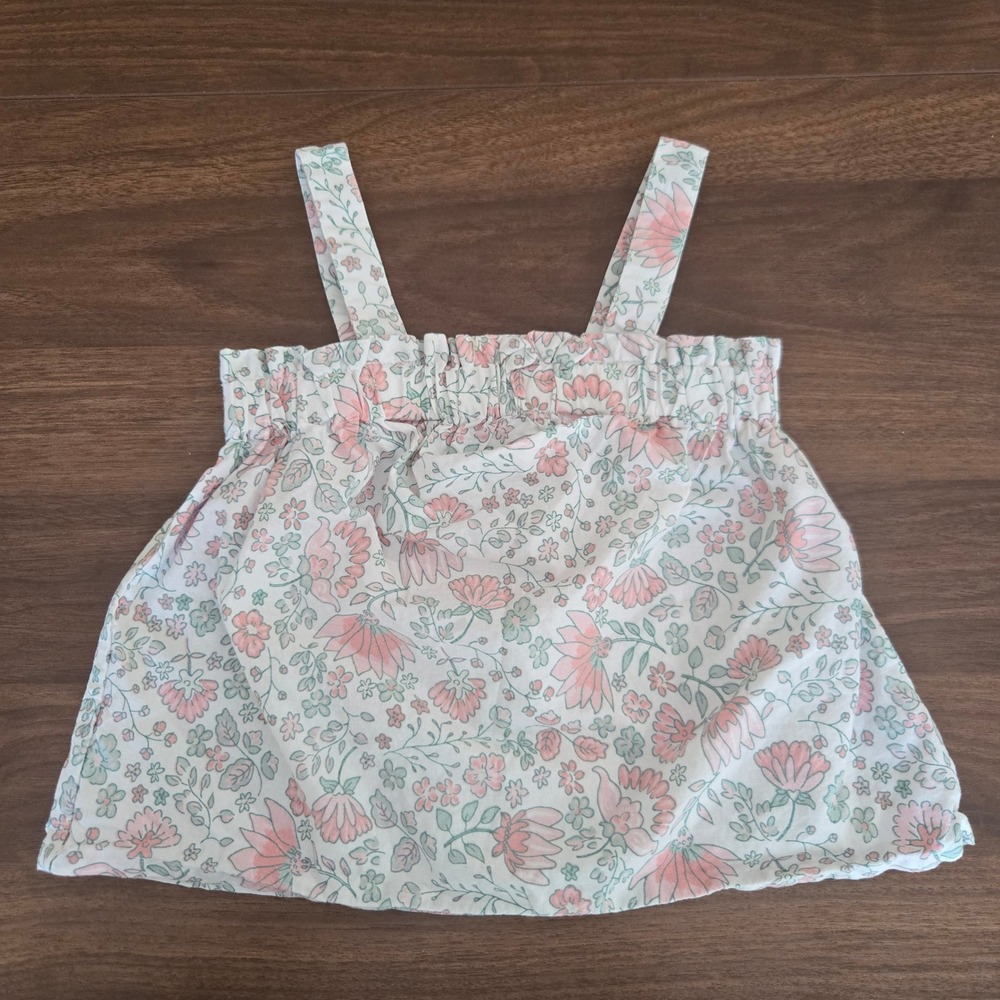 Gemo Baby Girls Floral Tank Top Pink Green White‎ 100% Cotton Blouse 18M